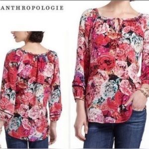 Anthropologie Vanessa Virginia Silk Floral Blouse